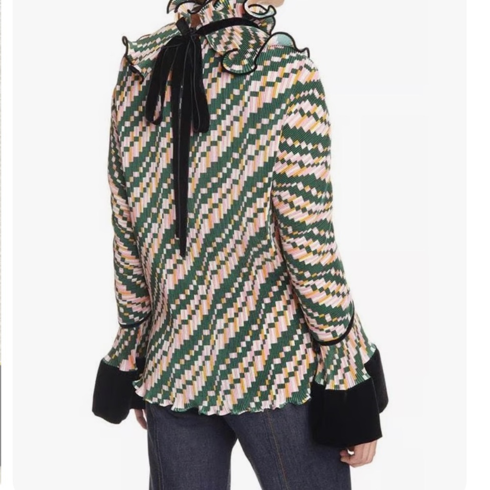 Tory Burch Green and Cream Blouse - Picture 3 of 7